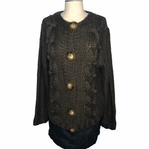 One Girl Who Chunky Knit Wool Blend Brown Sweater